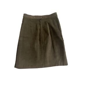 Vintage Leather Mini Skirt Bermans Women’s Sz 4 A-Line Lined Brown Olive Y2K 90s